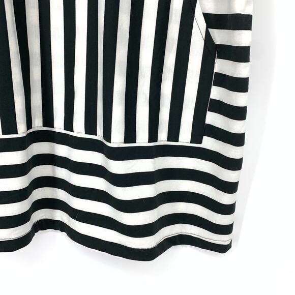 Attitudes By Renee Short Sleeve Cover Up Dress Womens Sz L Black White Striped - Picture 4 of 6